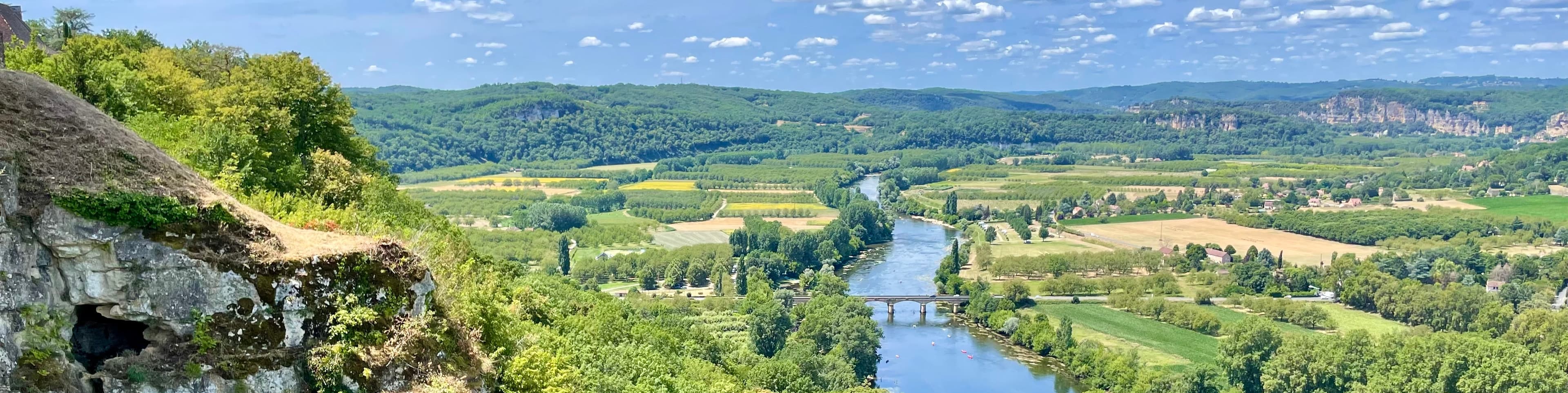 Panoramic view over the Dordogne river valley from Domme, Périgord Noir, France